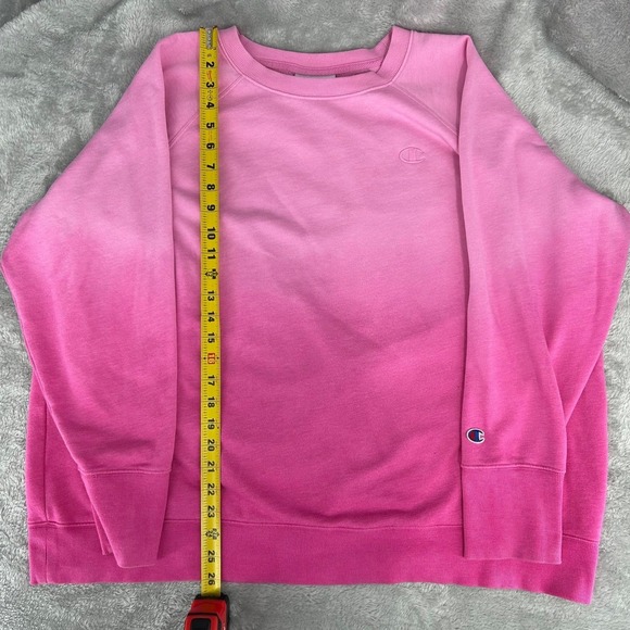 Champion Ombre Pink Crewneck Pullover Raglan Sleeve Women's Size 2X Sweatshirt - Picture 6 of 7